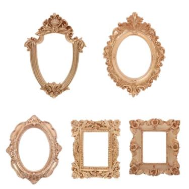 Imagem de LOGOFUN 5 peças de porta-retratos vintage ímã oval mini moldura para foto, ímãs de geladeira, miniatura, exibição de joias, adesivos de geladeira em forma de moldura para decoração de cozinha