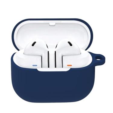 Imagem de WUWOCJ Capa compatível com Samsung Galaxy Buds 3 e Galaxy Buds 3 Pro, capa de silicone macio, acessórios de fone de ouvido com mosquetão (azul marinho)