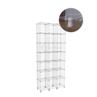 Imagem de Estante Alta Prateleira Expositor Aramado 21 Nichos 2,15m Branco para 