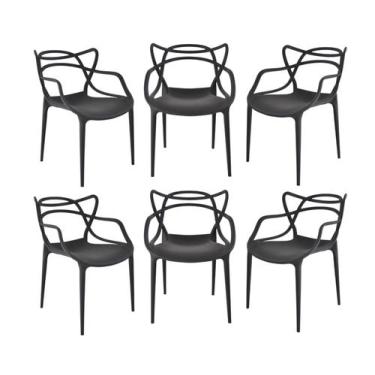 Imagem de kit  6 cadeira Allegra Preta Sala de Jantar e Cozinha  - ECOMHOME