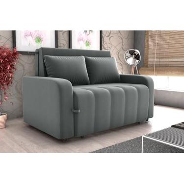 Imagem de Sofa Cama Amora New 3 Lugares Suede Veludo Cinza Aconchegante (Cinza)