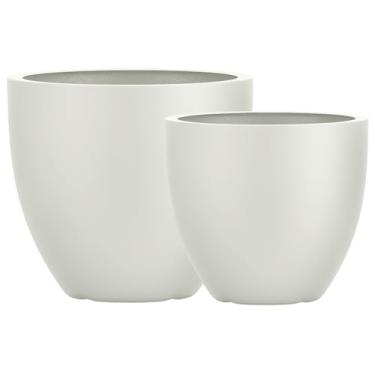 Imagem de Kit 2 Vasos Cachepot Fibra Vidro 57cm E 45cm Plantas Cores (Off White Fosco)