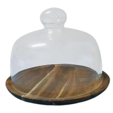 Imagem de Ioensy Suporte de bolo com cúpula de vidro, bandeja de servidor, placa de aperitivo, expositor de bolo, armazenamento de alimentos para cozinha, sobremesas, , L