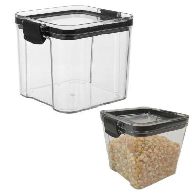 Imagem de Pote Hermetico Conserva Tampa Veda Armazena 700ml Tempero Mantimento Alimento Acrilico Transparente