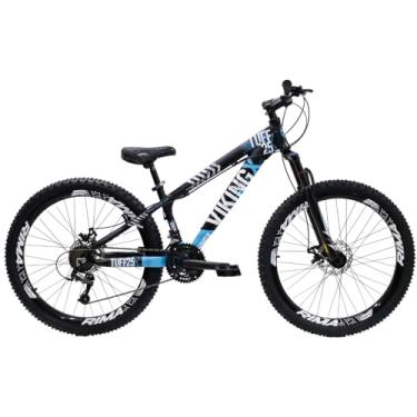 Imagem de Bicicleta Aro 26 Viking Tuff x25 21 Marcha Quadro em Alumínio Freio a Disco (Preto/Azul)