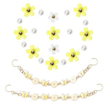 Imagem de Ziigole Correntes de sapato de flor de margarida para mulheres, pingentes de sapato de flores fofas para sandálias de tamanco, correntes de sapatos de borboleta brilhantes para meninas, lembrancinha