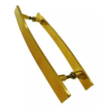 Imagem de Puxador Portas Madeira Vidro Alumínio Curvo Dourado 60Cm