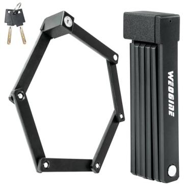 Imagem de Cadeado dobrável para bicicleta – Cadeado de bicicleta leve de alta segurança patenteado premiado – Protetor seguro inteligente antifurto resistente com chave e estojo para bicicletas ou scooters