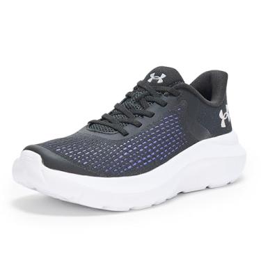 Imagem de Under Armour Tênis feminino pré-escolar Rogue 4 de renda alternativa, (001) Preto/Violeta Virtual/Iridescente, 16