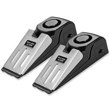 Imagem de Meichoon Pacote com 2 bloqueadores de porta de alarme cunha para interior 120db alto antifurto portátil à prova de vento para casa, hotel, detecção de alerta de segurança, proteção pessoal,