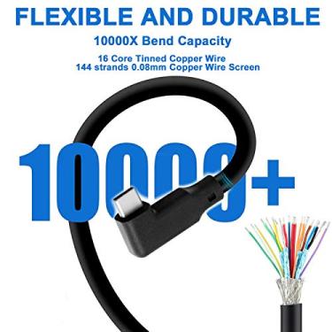 Imagem de (16ft / 5m) Link Cable 16ft for Oculus Quest 2 / Quest VR Cable, Streaming VR Game and Charging USB 3.1 Type A to C High Speed Data Transfer & Fast Charger Cord 90 Degree Angled Power Cable