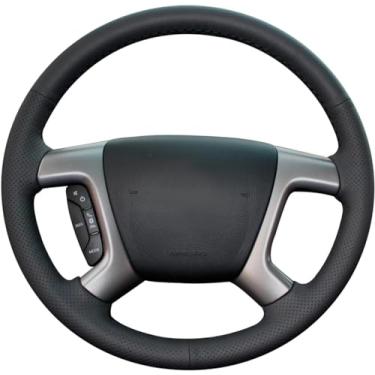 Imagem de Loncky Capa de volante de couro genuíno para Chevrolet 2008-2013 Silverado 1500 /Silverado 2500 3500/2007-2014 Tahoe/2007-2014 Suburban 1500/2007-2013 Avalanche 1500/2009-2013 2015 Traverse/Express