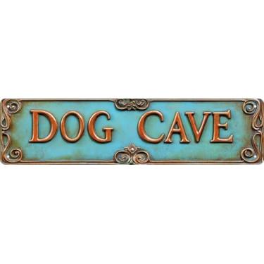 Imagem de Placa de bar presentes vintage metal parede decoração placa "Cão caverna" placa de rua engraçado homem caverna decoração acessórios para casa, bar, banheiro, quarto, placas de lata retrô exclusivas