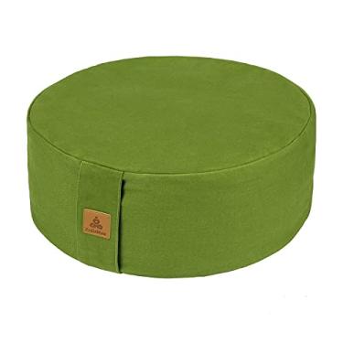 Imagem de Almofada de meditação de trigo sarraceno Feliz Max Zafu, travesseiro de meditação de zabuton redondo, suporte de ioga, bolsa de chão, capa de algodão orgânico com zíper, travesseiro de joelho - 6 cores e tamanhos grandes e pequenos, Dark Green, 13”x13”x5”