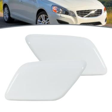 Imagem de JESYMBX Tampa do bocal da arruela do farol do para-choque dianteiro para Volvo V60 S60 2011 2012 2013 Tampa de jato de pulverização branca esquerda e direita