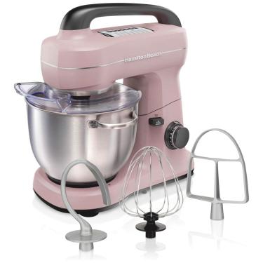 Imagem de Batedeira Hamilton Beach Elétrica, 4 Litros, Ganchos para Massa, Acessório Batedor Plano, Protetor contra Respingos, 7 Velocidades com