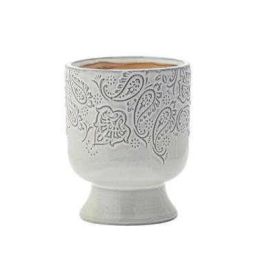 Imagem de Napco Imports Vaso de flores de ervas suculentas para ambientes internos e externos, 14 cm Paisley de cerâmica