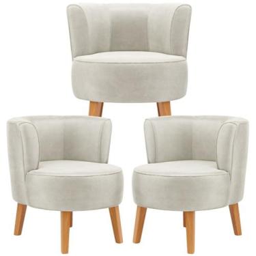 Imagem de Jogo 3 Cadeiras para Sala de Espera Aconchegante Tecido Veludo Ergonôm