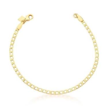 Imagem de Tornozeleira Delicada Elos Groumet Semijoia Banho Ouro-Feminino