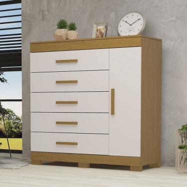 Imagem de Cômoda 1 Porta 5 Gavetas 100% Mdf Miosótis Espresso Móveis