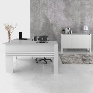 Imagem de Kit 2 Peças com Mesa para Escritório em L e Armário Multiuso Baixo