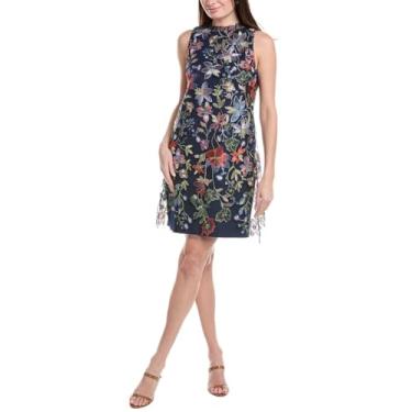 Imagem de Anne Klein Vestido feminino floral midi, Combo noturno azul, 46