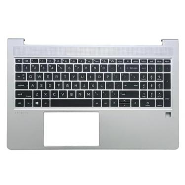 Imagem de Wzqrps Substituição para HP Probook 450 G9 455 G9 capa superior de teclado retroiluminado com apoio de mãos peça de montagem N01933-001 N01934-001 prata (teclado retroiluminado Probook 450 455 G9)