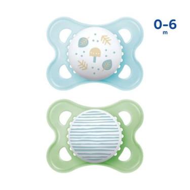 Imagem de Kit Chupeta MAM 0-6 Meses Bico Silicone Azul Menino Original com 2un