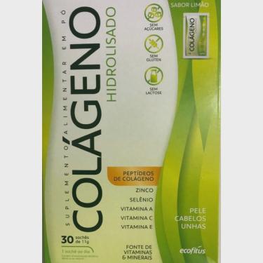 Imagem de Colágeno Hidrolisado 30 Sachês com 11g sabor limão-sem açúcares-sem gluten-sem lactose Ecofitus