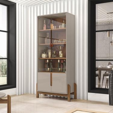 Imagem de Cristaleira Lizz  Off White/cedro