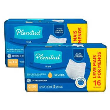 Imagem de Kit 2 Roupa Íntima Plenitud Plus Unissex Tamanho G/XG 16 Unidades Descartáveis