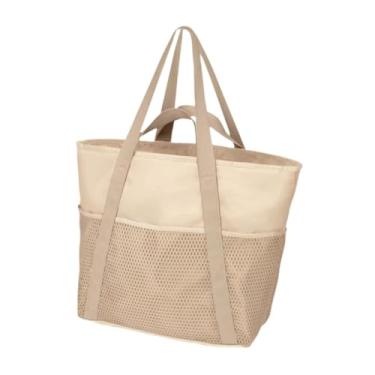 Imagem de Vaveren Bolsa de sacola de praia bolsa de ombro portátil para esportes games gym de ginástica de rua, Bege