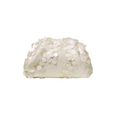 Imagem de QWINEE Bolsa feminina de tecido para noite Bolsa clutch sem alça elegante de couro sintético PU, Lantejoulas, One Size