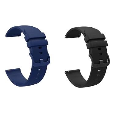 Imagem de Kit 02x Pulseiras de Silicone C/Fecho 22mm (AZUL, PRETA) Para Smartwatch Xiaomi Watch S4 / Mibro A1 A2 / W.atch Color 2 / W.atch S1 Active/Mi Watch 1.39