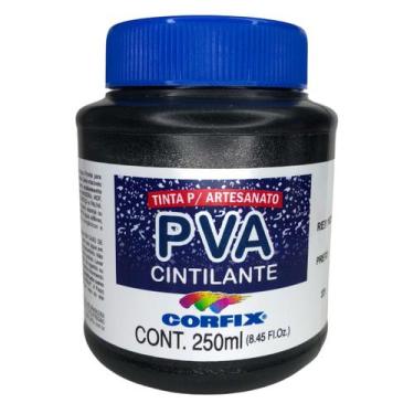 Imagem de Tinta Pva para Artesanato Corfix Cintilante 250ml - 16221, 321 - PRETO