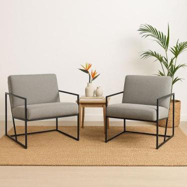 Imagem de Poltrona Industrial, Decorativa, Sala e Recepção - Poltrona Flow Cinza