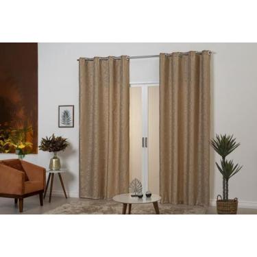 Imagem de Cortina Tecido Jacquard Bloqueia 50% Claridade 4M Avelã - Beatriz Enxo