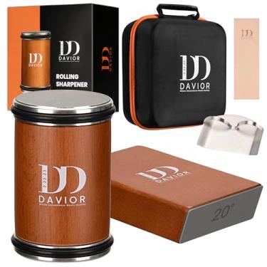 Imagem de DAVIOR Kit De Afiador De Facas Davior Com Discos De Diamante, Afiador Magnético Multiângulo De 15° E 20°, Ferramenta De Rolo Para Facas De Cozinha E De Bolso, Protetor De Dedos, Tira De Couro E Bols