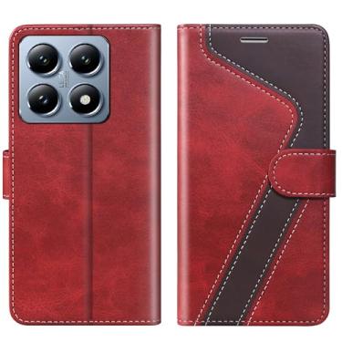 Imagem de CIVICASE Capa carteira para Xiaomi 14T Pro, capa flip de couro PU com bloqueio de RFID, suporte magnético fólio, capa à prova de choque de TPU compatível com Xiaomi 14T Pro, vermelho marrom