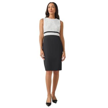 Imagem de Kasper Vestido de bainha feminino com moldura na cintura, Gelo de baunilha/preto, 46