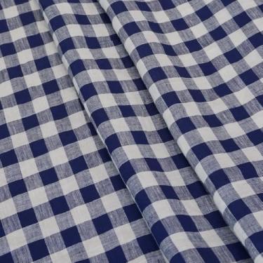 Imagem de The Yard, tecido de popelina de algodão 100 % xadrez xadrez xadrez de algodão, adequado para vestidos da moda, camisas, saias, acolchoado e artesanato (azul tibetano e branco, 10 m
