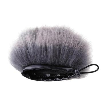 Imagem de simhoa Microfone para o pára- portátil portátil prevenir o ruído anti-vento artificial capa de microfone peludo para o h1n