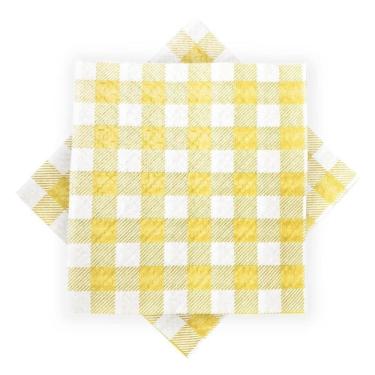 Imagem de Guardanapo De Papel Xadrez Amarelo 20cm X 21cm - 50 Unidades