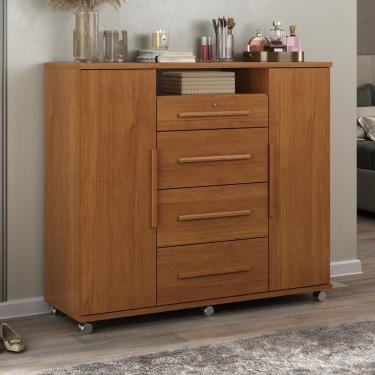 Imagem de Cômoda 4 Gavetas 2 Portas Versátil Zanzini - Cinamomo