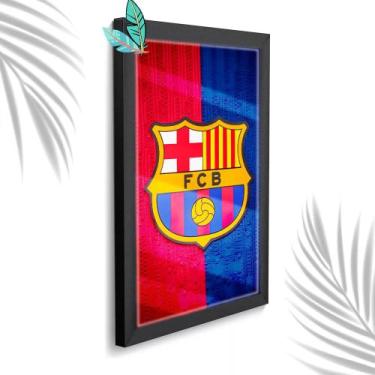 Imagem de Quadro Decorativo Barcelona FC + Vidro 33x25 Escritório Sala - Estação