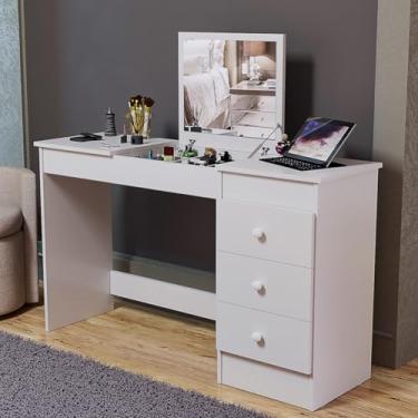 Imagem de Penteadeira Escrivaninha Organizadora Compacto Com Espelho 3 Gavetas