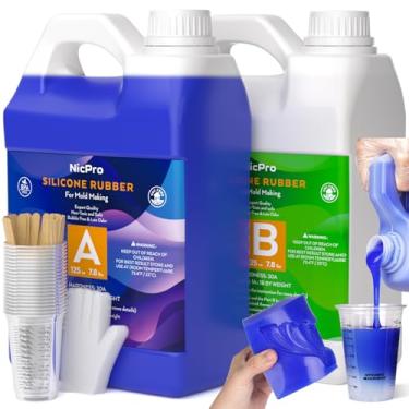 Imagem de Nicpro Kit de fabricação de moldes de silicone, borracha de silicone líquida de 7000 ml para fabricante de moldes, kit de silicone transparente de cura rápida para fundição de molde de resina, molde