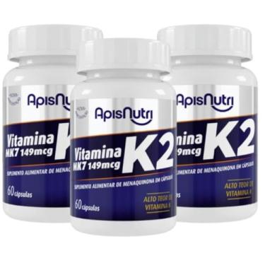 Imagem de Kit com 3 Embalagens de 60 Cápsulas Vitamina K2 MK-7 149mcg SV