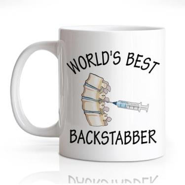 Imagem de DYJYBMY Caneca World'S Best Backstabber, copo médico anestesiologista engraçado, presentes de aniversário de Natal para anestesiologista farmacêutico técnico enfermeiro, presentes de formatura para