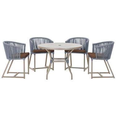 Imagem de Mesa com 4 Cadeiras de Jantar Roma 100cm e Noronha em Aluminío